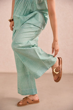 Green Gingham Check Sleeveless Co-ord Set - Tara-C-Tara