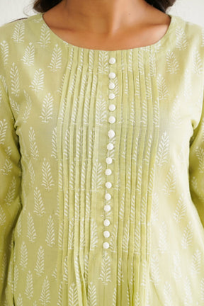 Green khari Hand Block Printed Coord Set - Tara - C - Tara