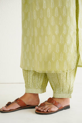 Green khari Hand Block Printed Coord Set - Tara - C - Tara