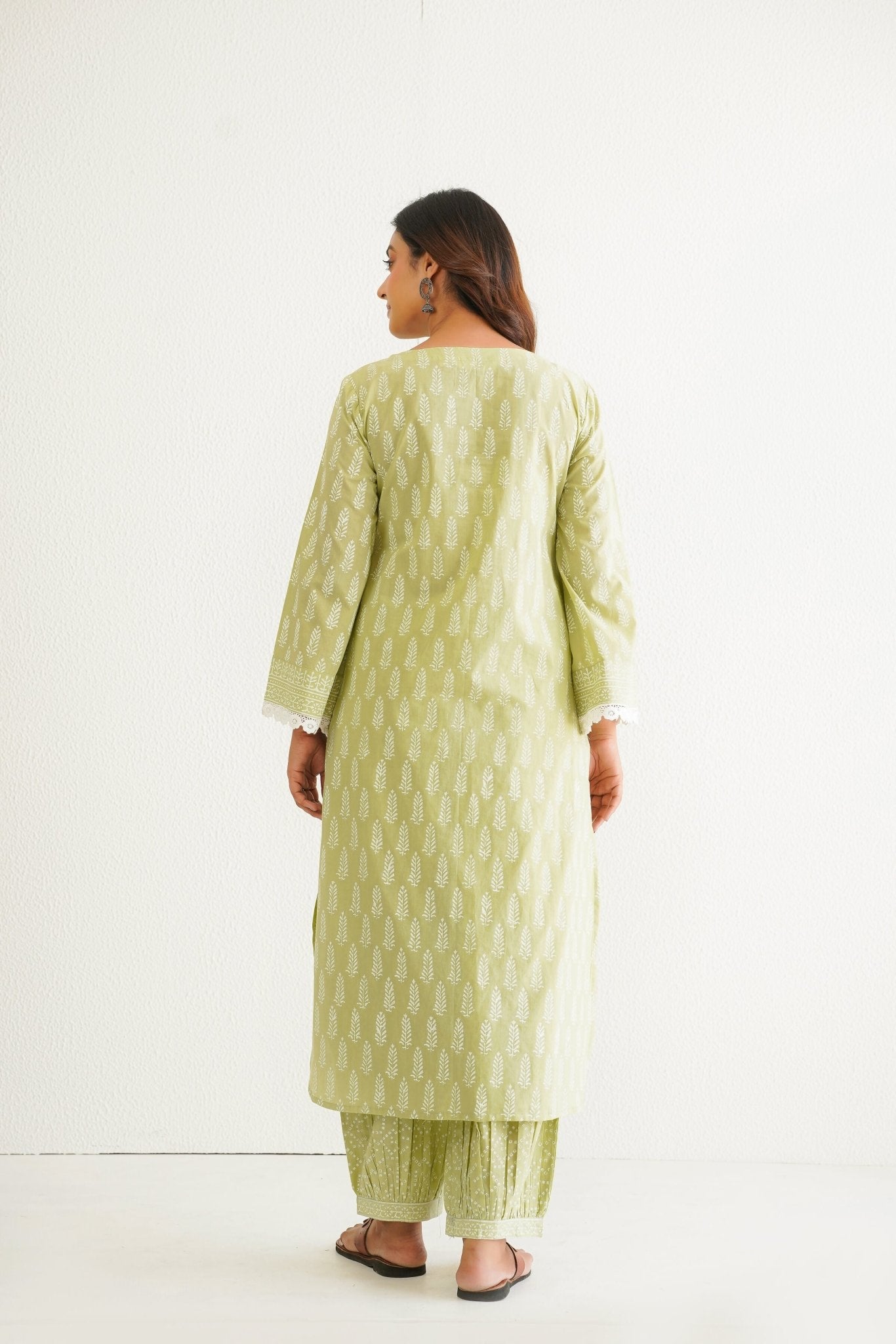 Green khari Hand Block Printed Coord Set - Tara - C - Tara