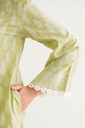 Green khari Hand Block Printed Coord Set - Tara - C - Tara