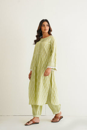 Green khari Hand Block Printed Coord Set - Tara - C - Tara