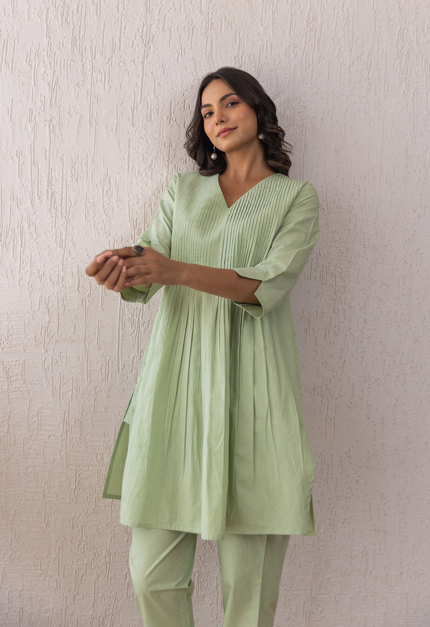 GREEN SOLID PINTUCKS COORD SET - Tara - C - Tara