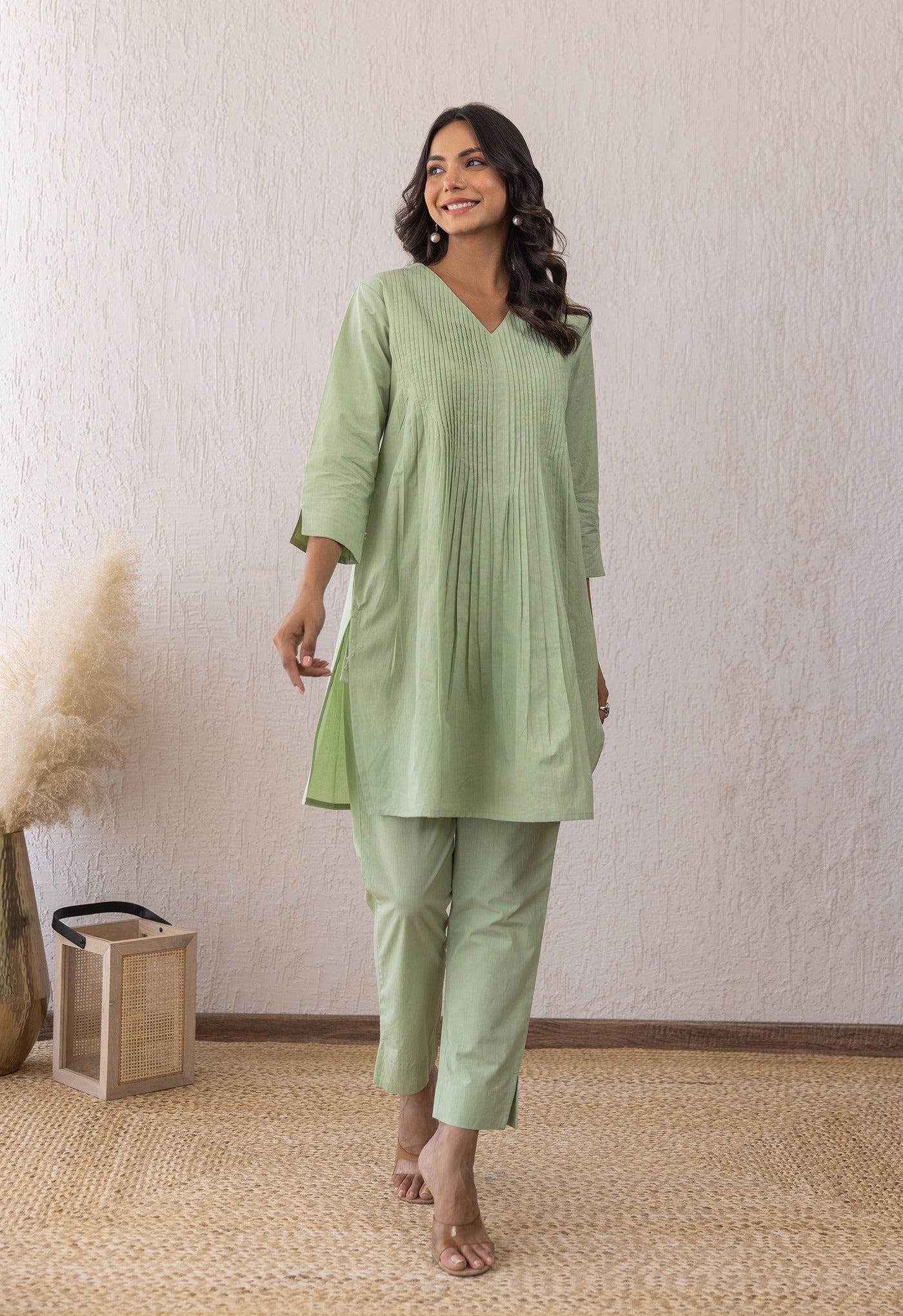 GREEN SOLID PINTUCKS COORD SET - Tara - C - Tara