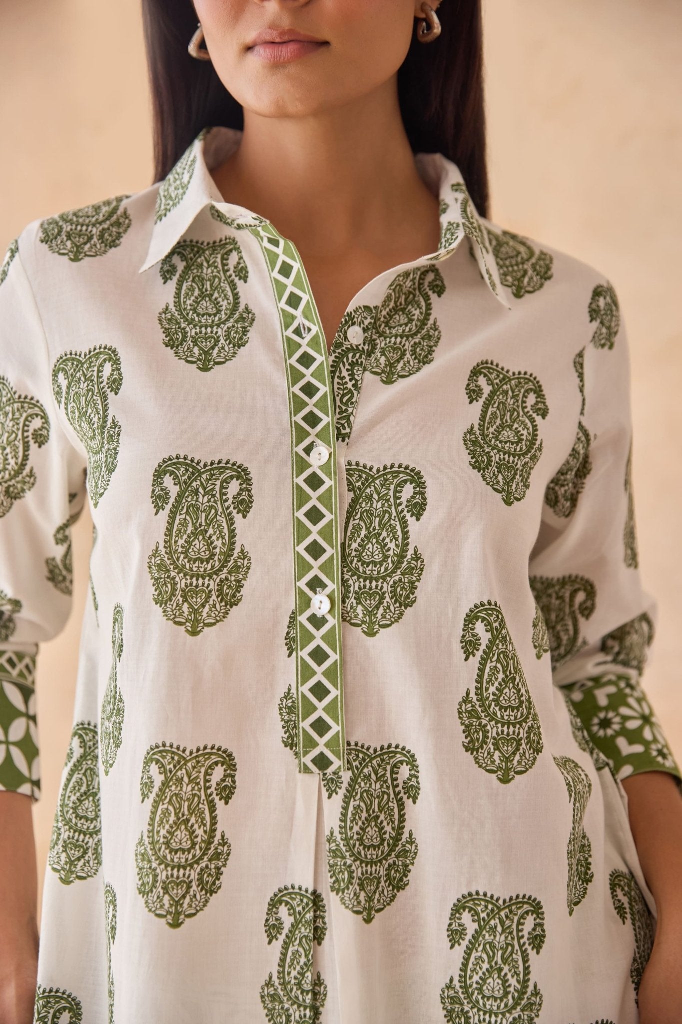 Green & White Paisley Print Co - ord Set - Tara - C - Tara