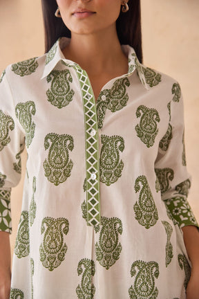 Green & White Paisley Print Co - ord Set - Tara - C - Tara