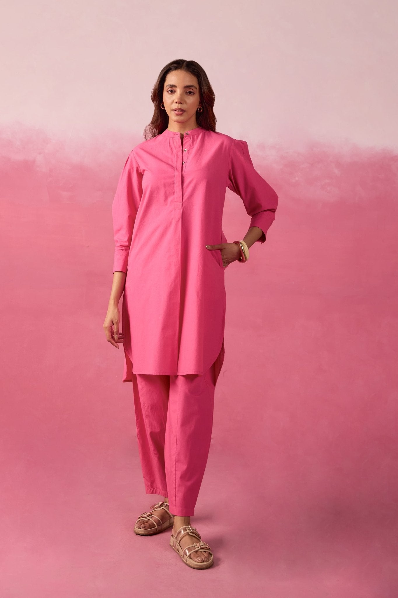 Hot Pink Premium Cotton Co-ord Set - Tara-C-Tara