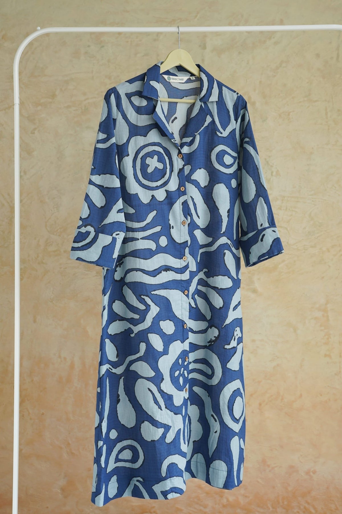 Indigo Abstract Print Cotton Kurta - Tara-C-Tara
