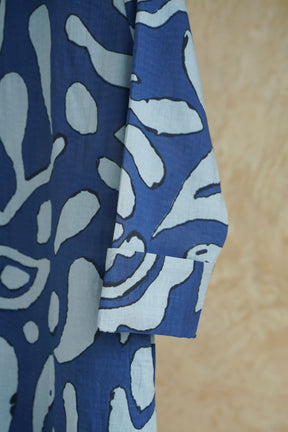 Indigo Abstract Print Cotton Kurta - Tara-C-Tara