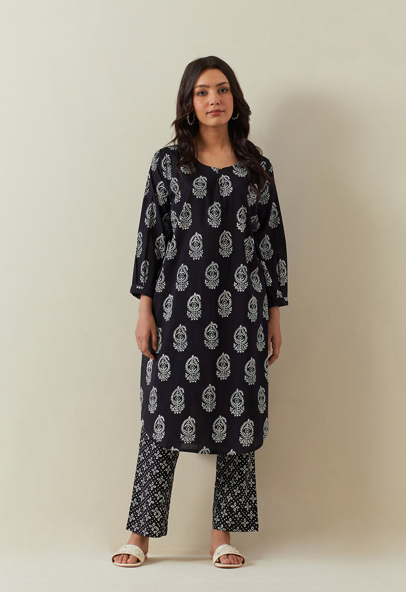 INDIGO BAGRU HAND BLOCK PRINTED PAISELY COORD SET - Tara - C - Tara