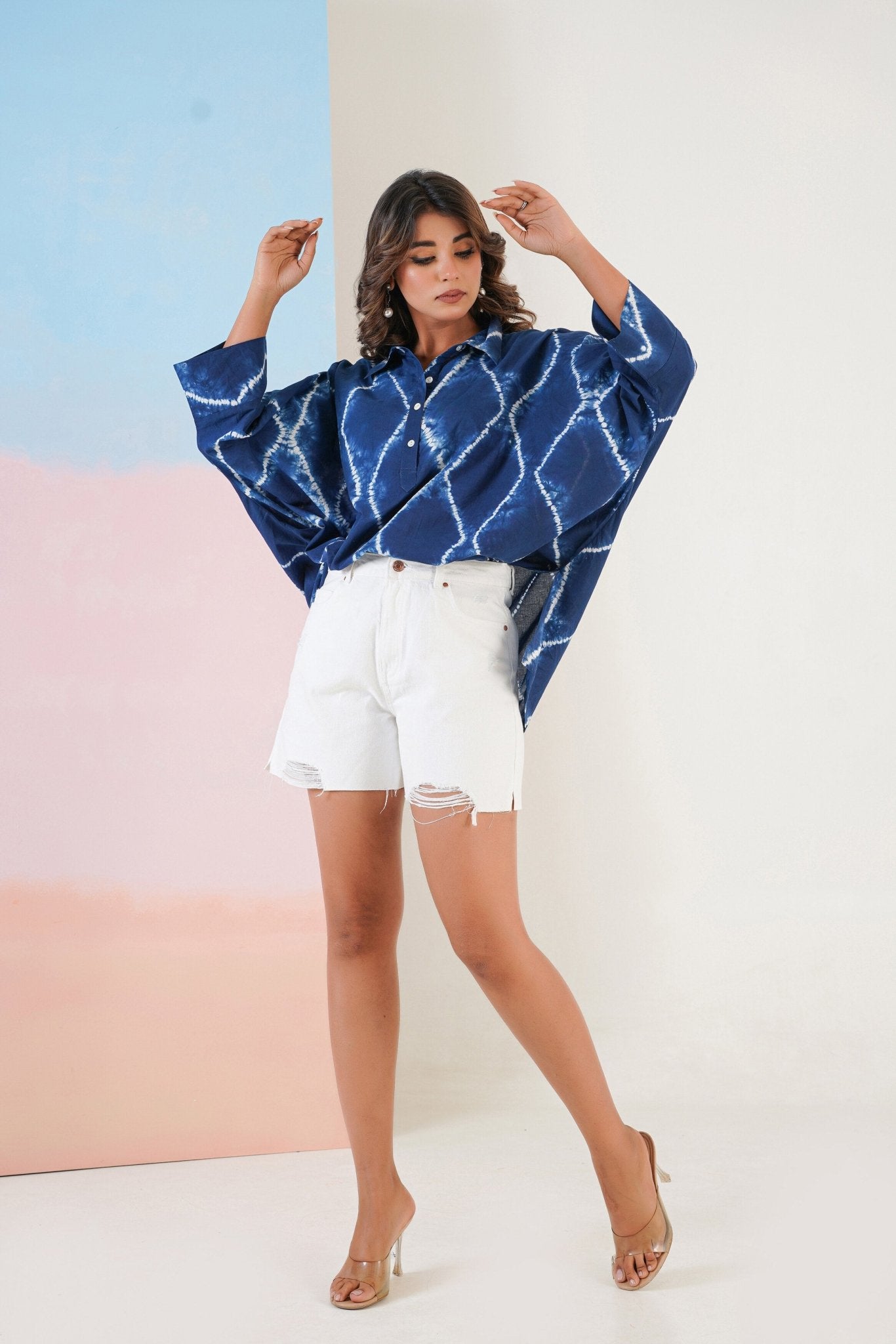 Indigo Hand Tie Dye Top - Tara - C - Tara