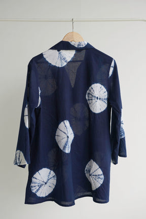 Indigo Shibori Block Print Short Tunic - Tara-C-Tara