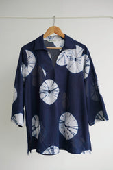 Indigo Shibori Block Print Short Tunic - Tara-C-Tara