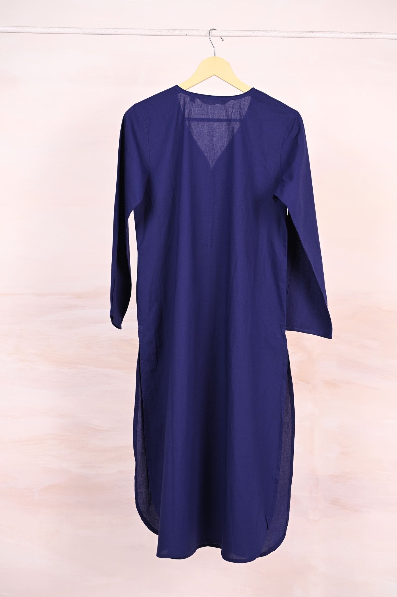 Ink Blue Pleated Solid Kurta - Tara - C - Tara