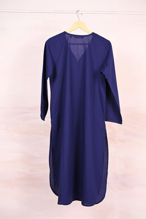 Ink Blue Pleated Solid Kurta - Tara - C - Tara