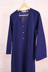 Ink Blue Pleated Solid Kurta - Tara - C - Tara