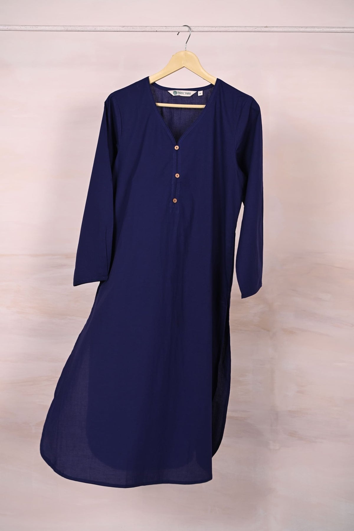 Ink Blue Pleated Solid Kurta - Tara - C - Tara