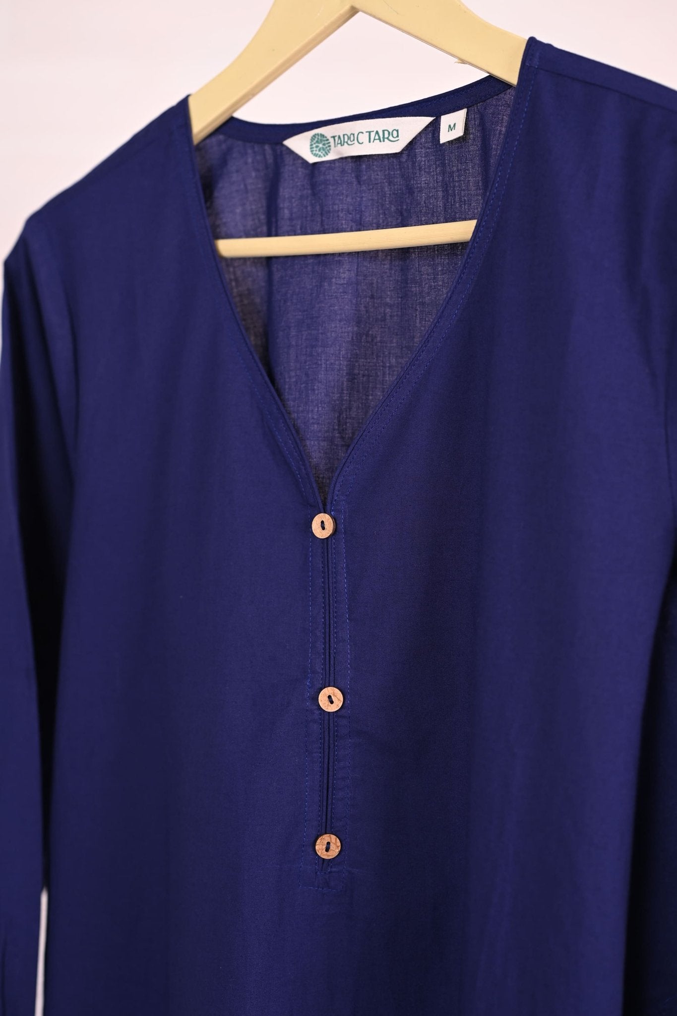 Ink Blue Pleated Solid Kurta - Tara - C - Tara