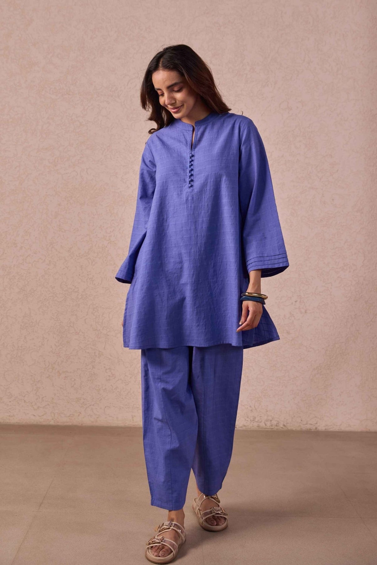 Iris Solid Check Cotton Coord Set - Tara - C - Tara