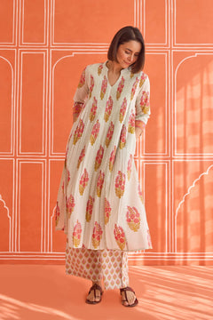 Light Green Floral Hand Block Printed Co-ord Set