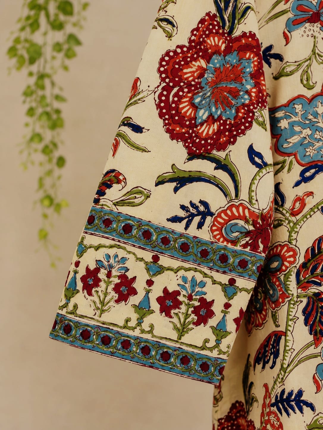 Ivory Mughal Jaal Hand Block Printed Cotton Kurta - Tara-C-Tara