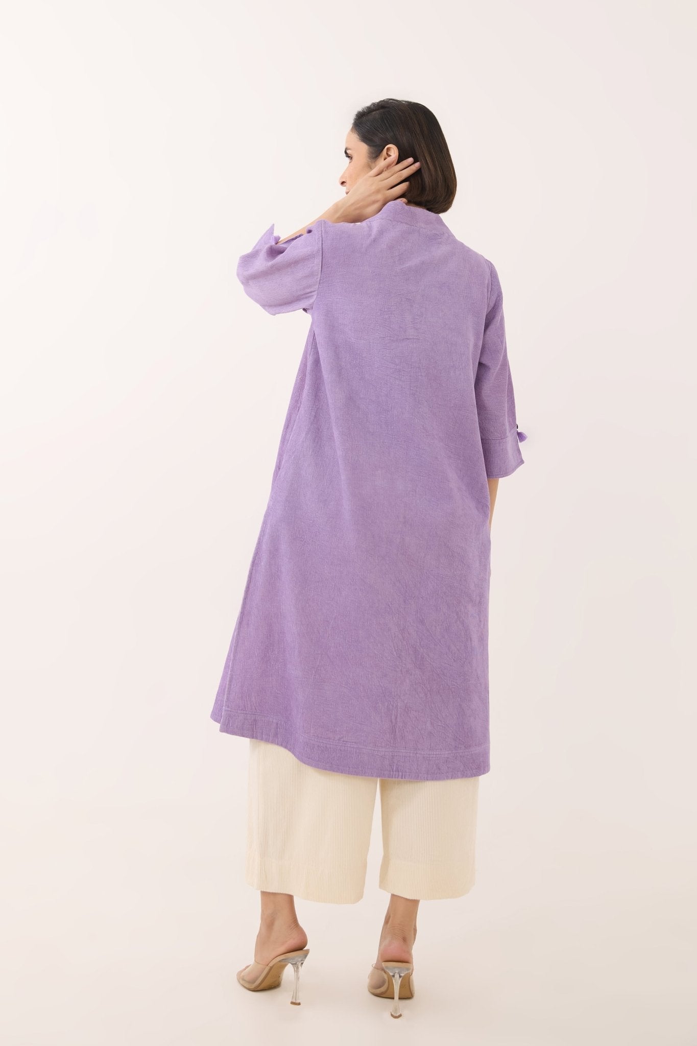 Lavender Corduroy Wrap Short Dress - Tara - C - Tara