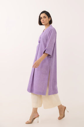 Lavender Corduroy Wrap Short Dress - Tara - C - Tara