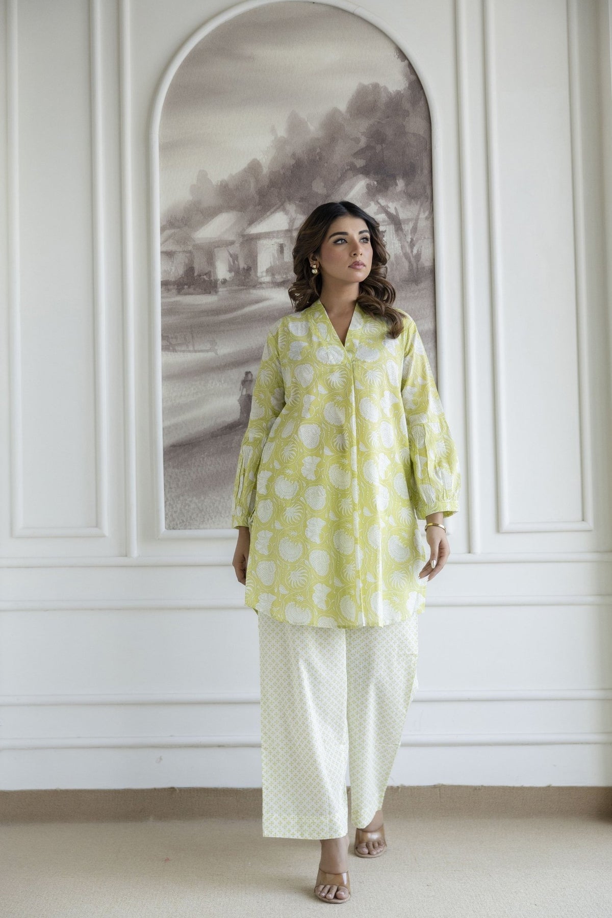 Light Green Paisley Printed Co - ord Set - Tara - C - Tara