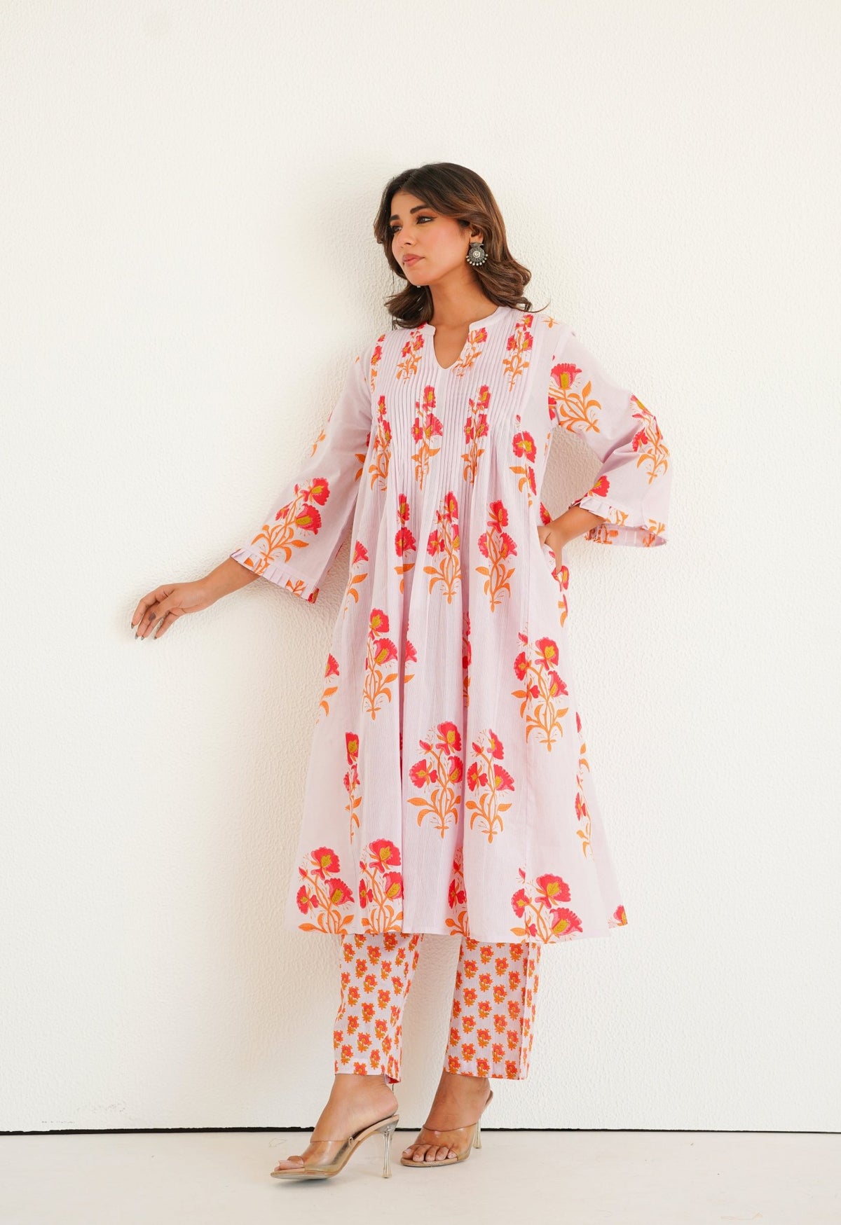 Lilac floral Printed Kurta with Bottom - Tara - C - Tara