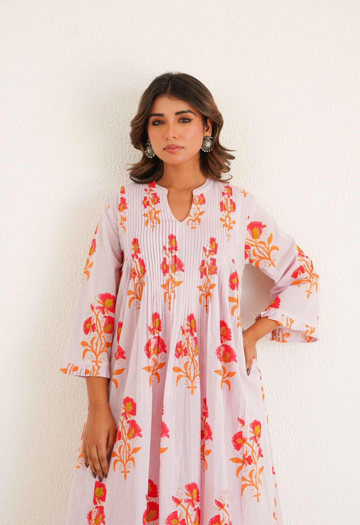 Lilac floral Printed Kurta with Bottom - Tara - C - Tara