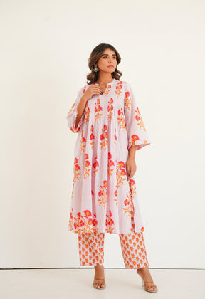 Lilac floral Printed Kurta with Bottom - Tara - C - Tara