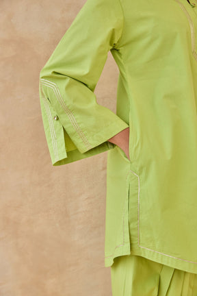 Lime Green Gota Piped Farsi Salwar Co-ord Set - Tara-C-Tara