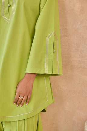 Lime Green Gota Piped Farsi Salwar Co-ord Set - Tara-C-Tara