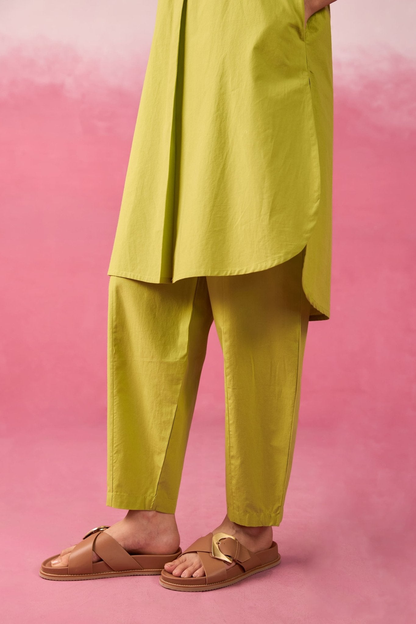 Lime Green Premium Cotton Co-ord Set - Tara-C-Tara