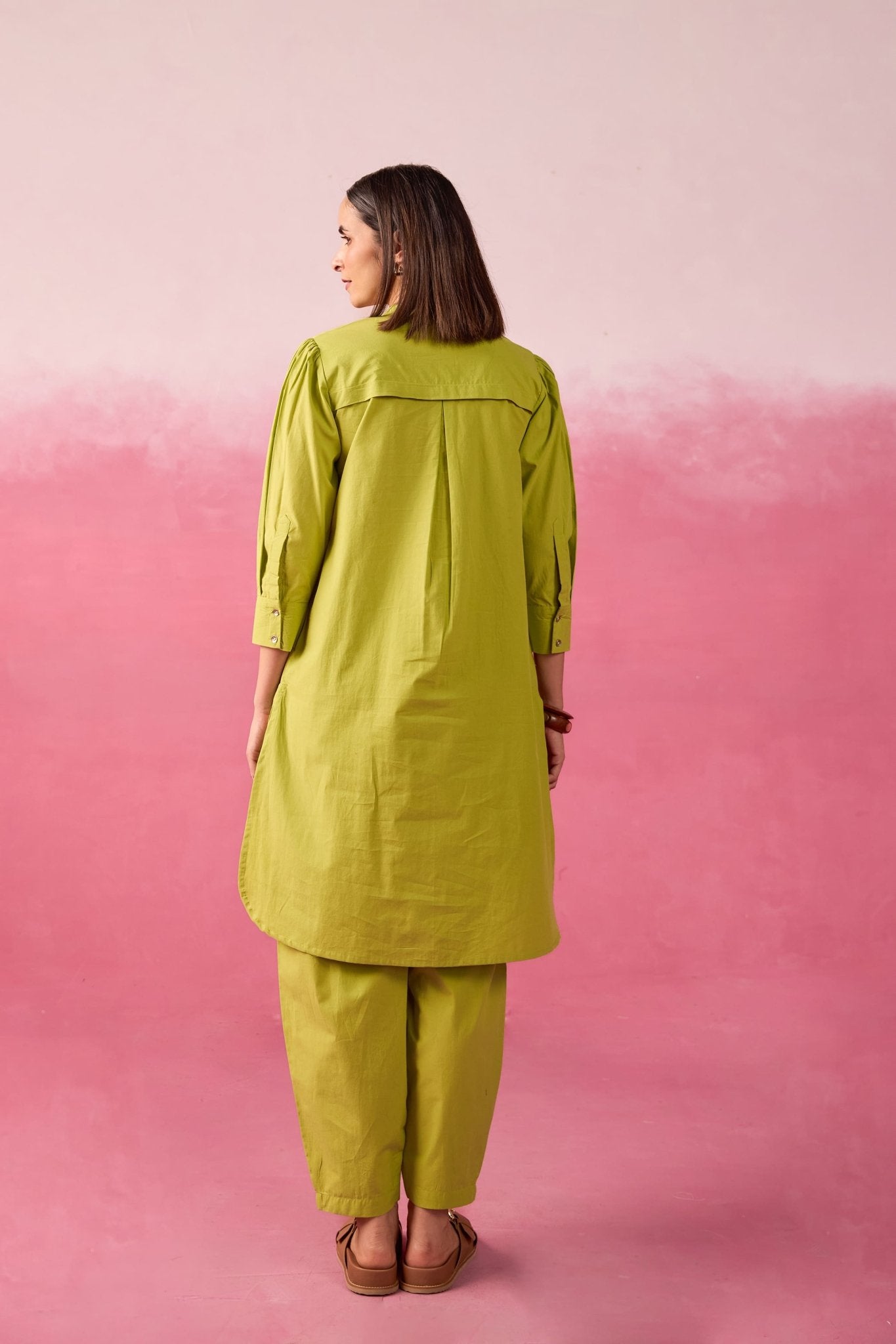 Lime Green Premium Cotton Co-ord Set - Tara-C-Tara