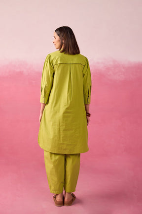 Lime Green Premium Cotton Co-ord Set - Tara-C-Tara