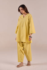 Lime Yellow Solid Checks Co - ord Set - Tara - C - Tara
