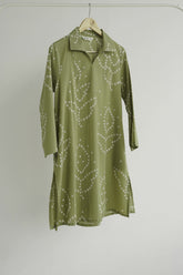 Olive Green Bandhej Printed Cotton Tunic