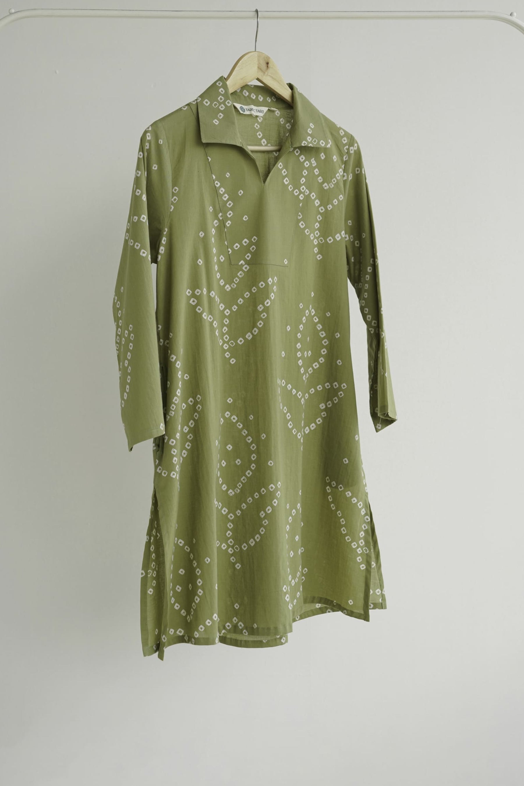 Olive Green Bandhej Printed Cotton Tunic