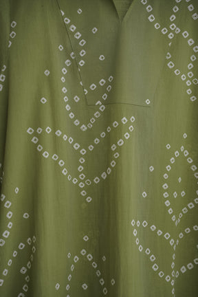 Olive Green Bandhej Printed Cotton Tunic
