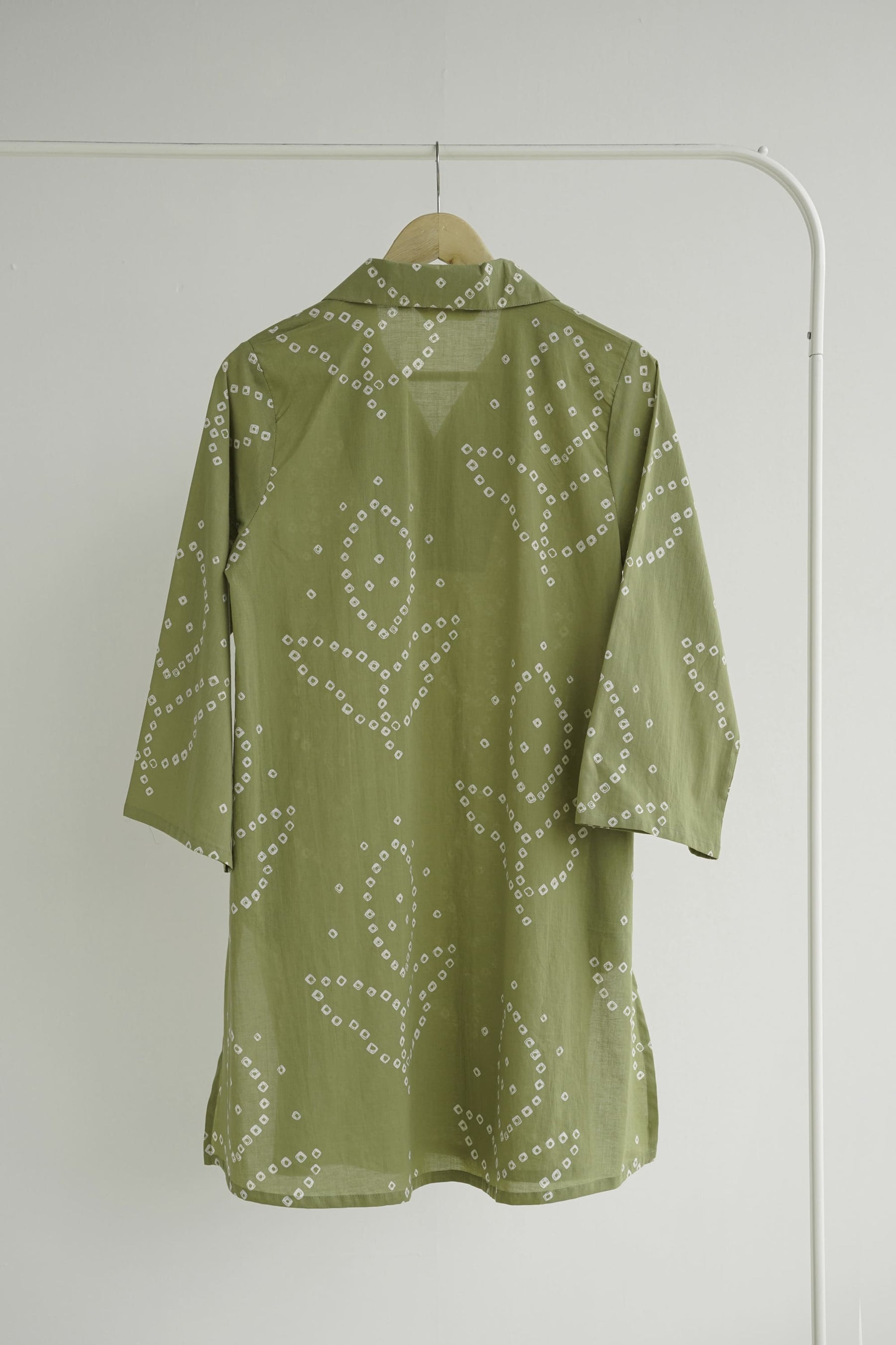 Olive Green Bandhej Printed Cotton Tunic