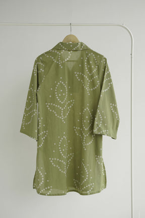 Olive Green Bandhej Printed Cotton Tunic