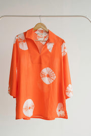 Orange Bandhej Shibori Hand Block Printed Tunic