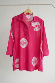 Rani Pink Shibori Hand Block Printed Tunic
