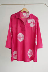 Rani Pink Shibori Hand Block Printed Tunic