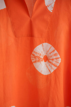 Orange Bandhej Shibori Hand Block Printed Tunic
