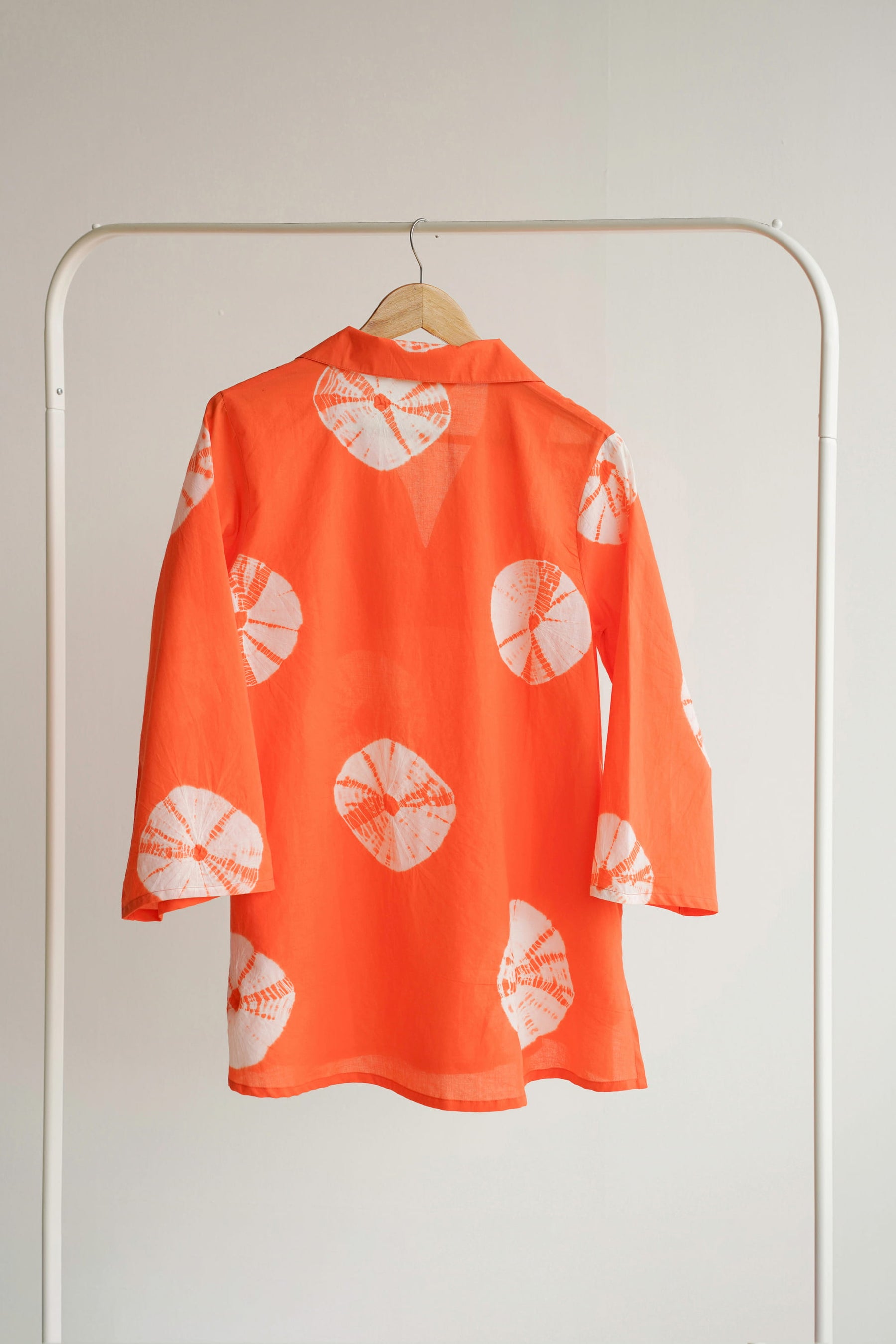 Orange Bandhej Shibori Hand Block Printed Tunic
