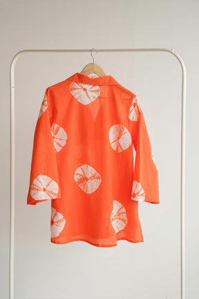Orange Bandhej Shibori Hand Block Printed Tunic