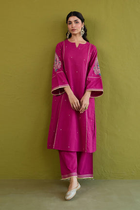 Magenta Sequin-Embellished Co-ord Set - Tara-C-Tara