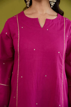 Magenta Sequin-Embellished Co-ord Set - Tara-C-Tara